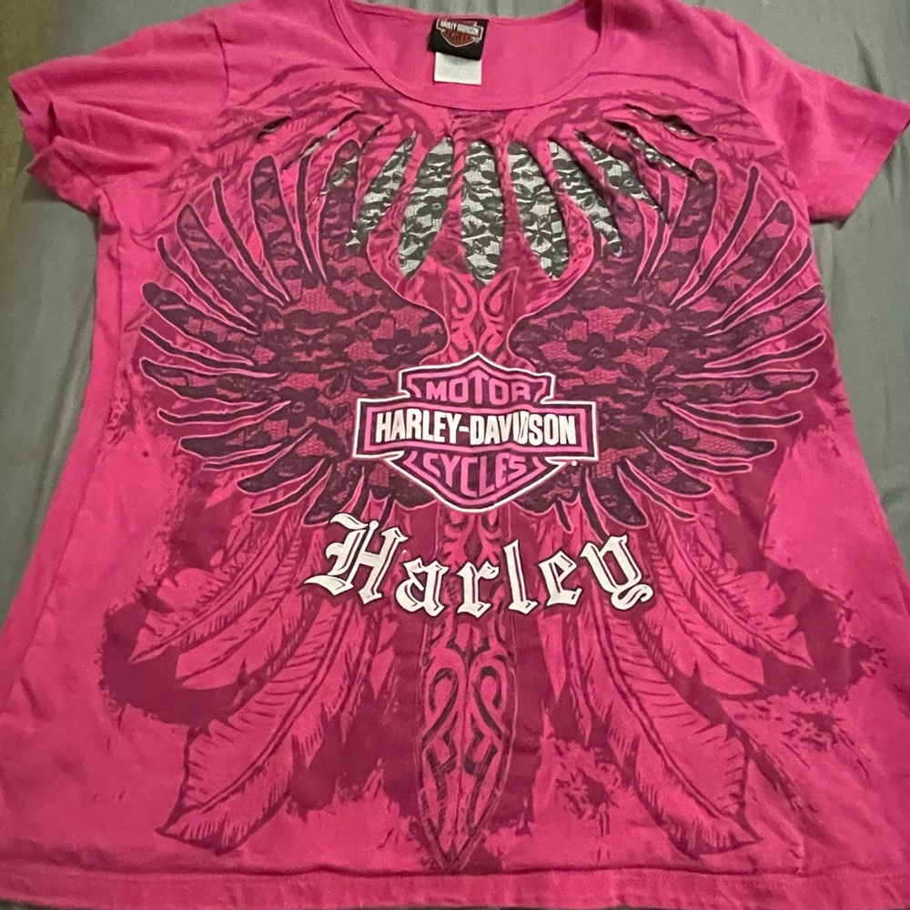 Seriously cute pink Harley Davidson shirt size XL!!